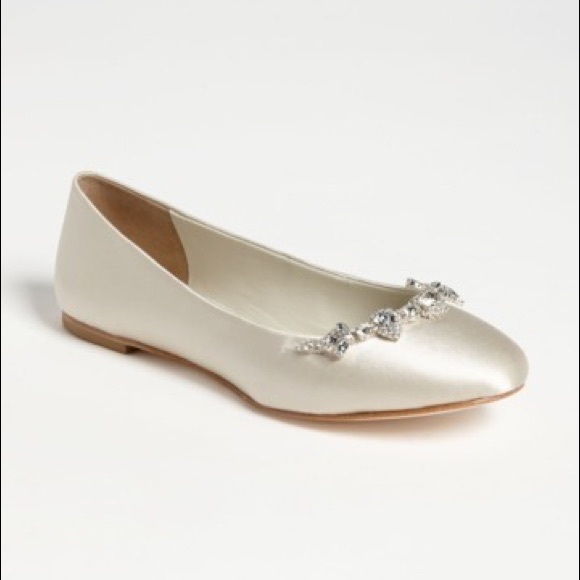 David Tutera Shoes - David Tutera 'Blossom' Ivory Embellished Flat